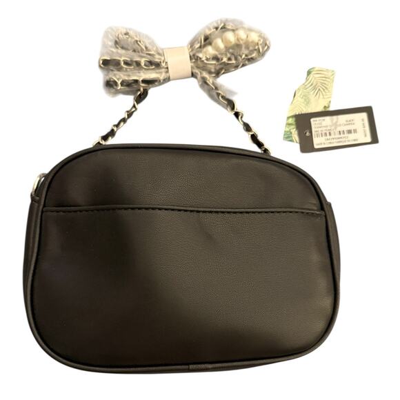 Badgley Michka Black Quilted Vegan Leather Pearl Embellished Chain Crossbody - Picture 9 of 9